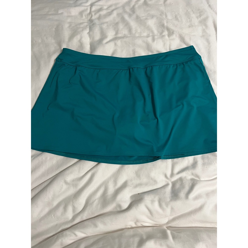 Lands' End Women Teal Green Swim Skirt Built-in Brief Plus Size 20W